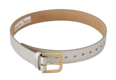 Dolce & Gabbana Silver Leather Gold Tone Logo Metal Buckle Belt -   -  Dolce & Gabbana.